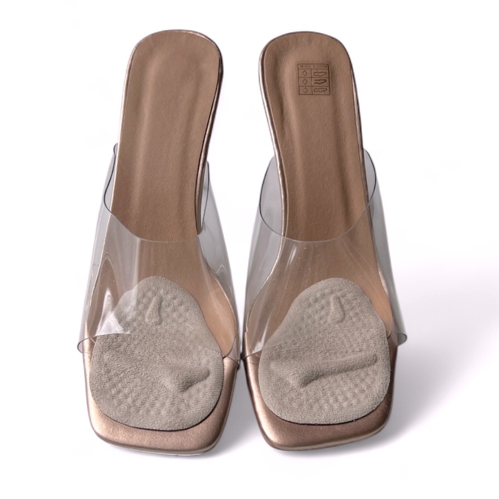 Clear Slide Heeled Sandals w Rose Gold Soles, Formal HOCO, Women’s Sz 8.5 - Picture 2 of 7